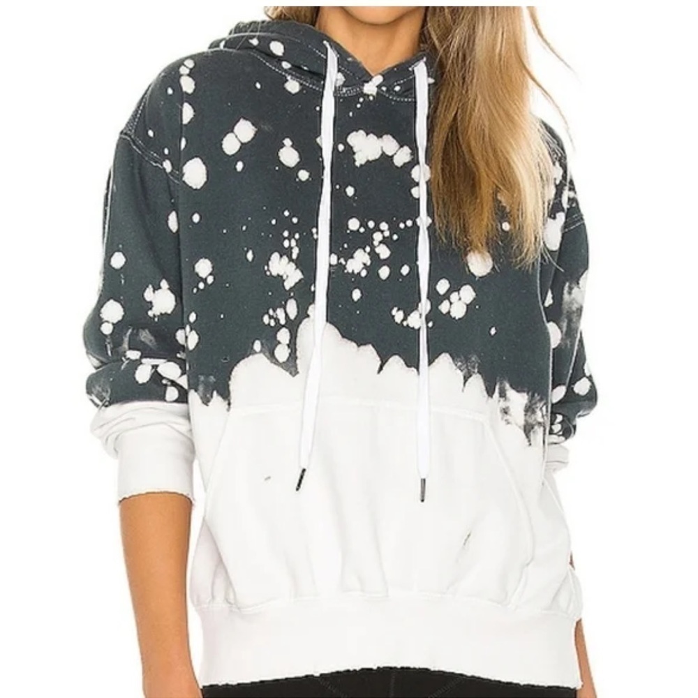 La Detresse Grey and White Acid Wash Hoodie